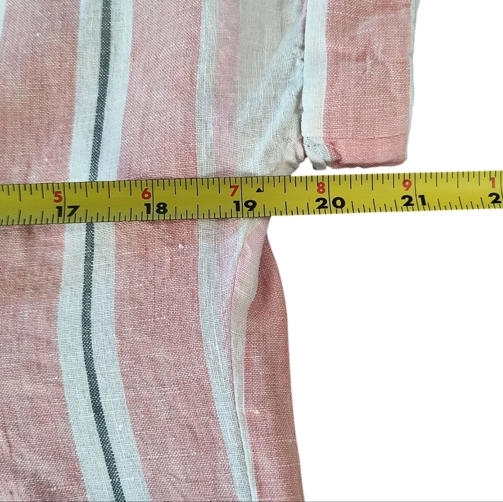 Lauren Ralph Lauren Pink and White Striped 100% Linen Women's Blouse - Picture 3 of 7